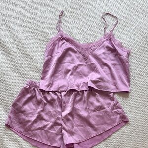 Colsie Women's Lavender Lace Trim Pajama Set